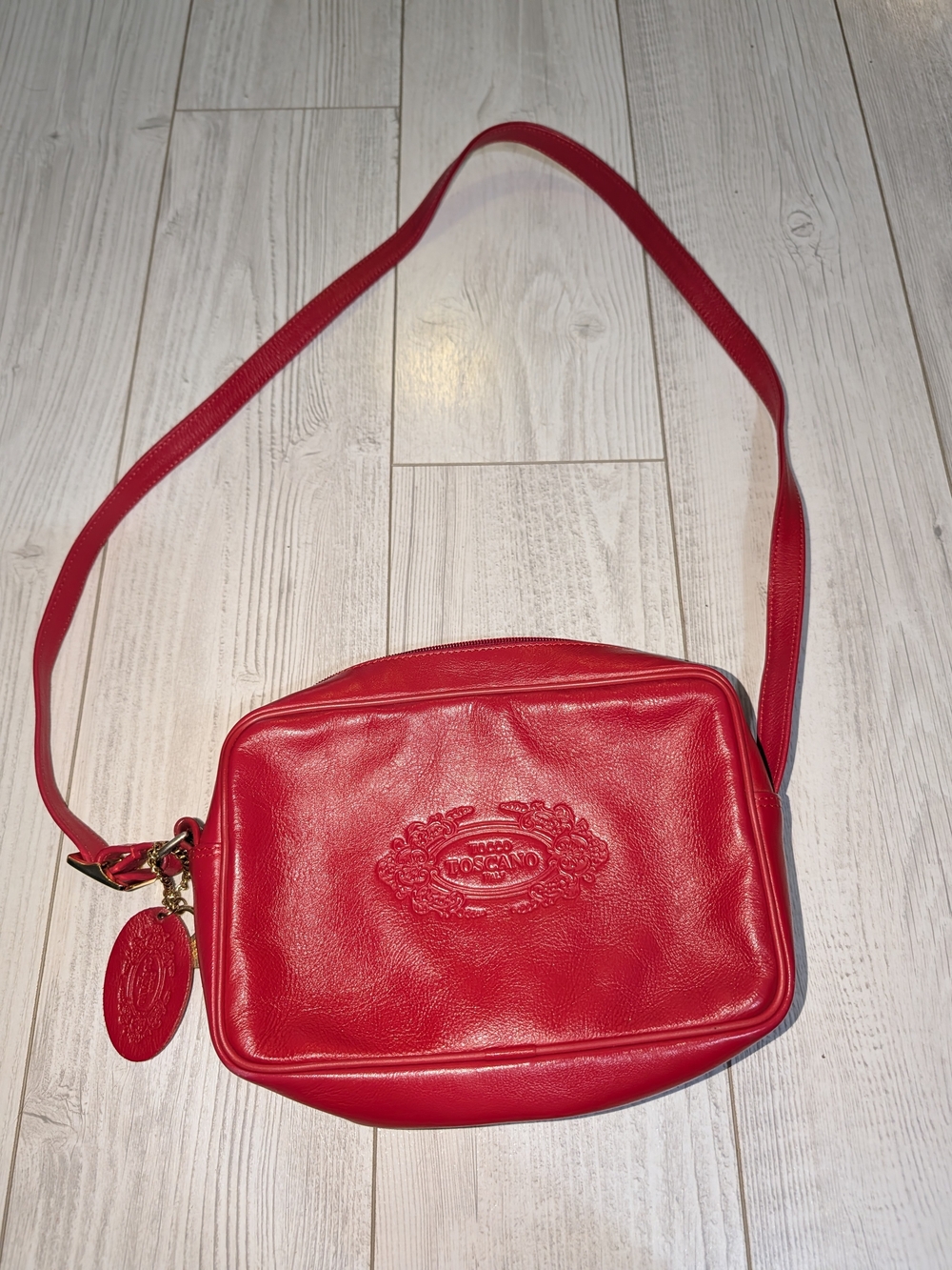 Toscano Red Leather Crossbody Shoulder Bag
